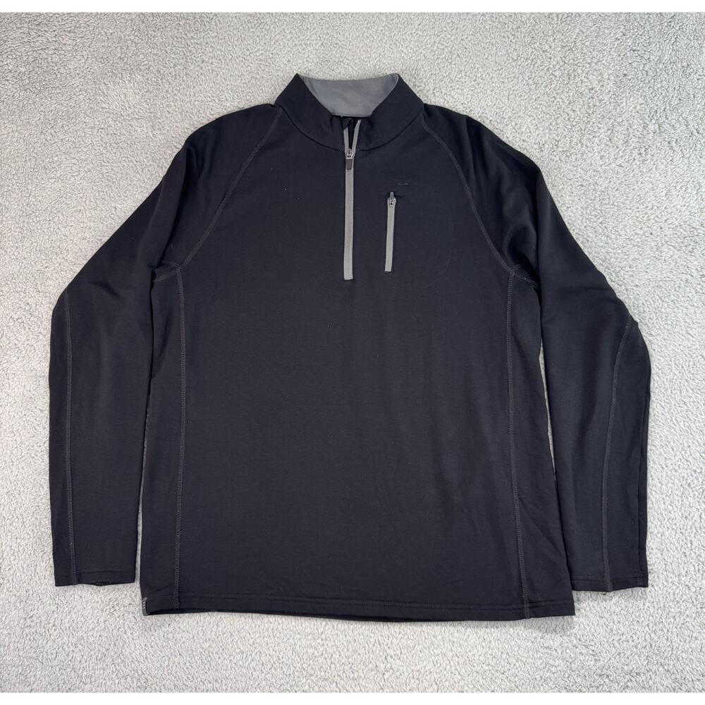 Free Fly 1/4 Zip Pullover Mens Large Black Performance Bamboo Fleece Sweater